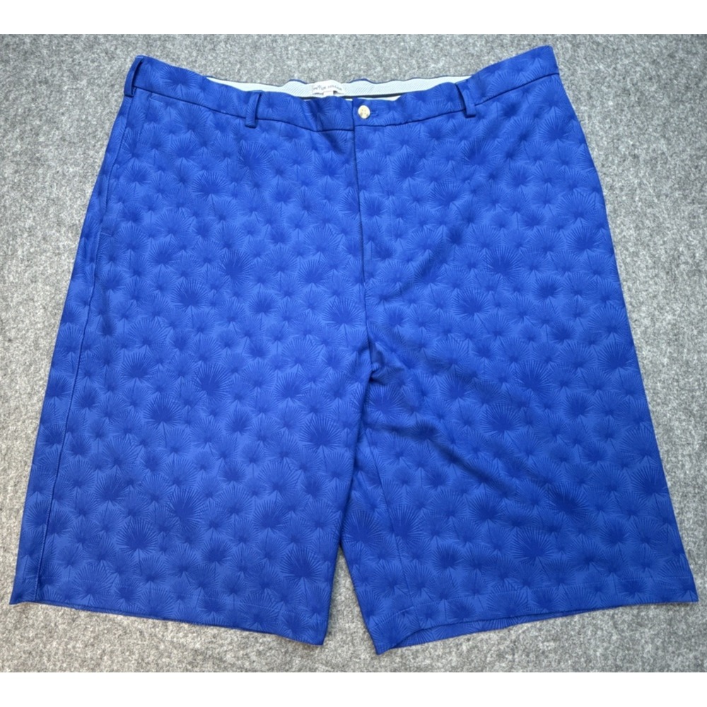 Peter Millar Shorts Mens 44L Blue Carrboro Fan Palm Twill Performance Chino